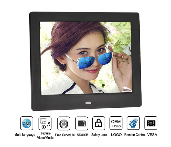 8 Inch Digital Photo Frame Square With  Loop Video