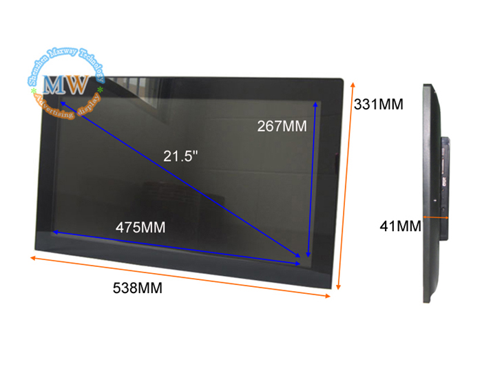 SSA Large Digital Picture Frame 21.5 Inch with Hu Motion Sensor LCD Advertising Player with 1080P High Resolution LCD AV HDMI Input VESA with Wall Mount 1080P Include 32GB USB Stick 