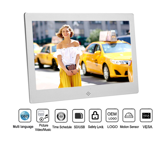 10Inch Metal Case Electronic Photo Frames With USB Flash Drive