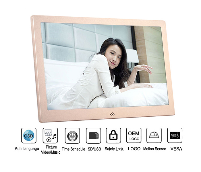 12 Inch LCD Digital Photo Frame With Battery Powered Optional
