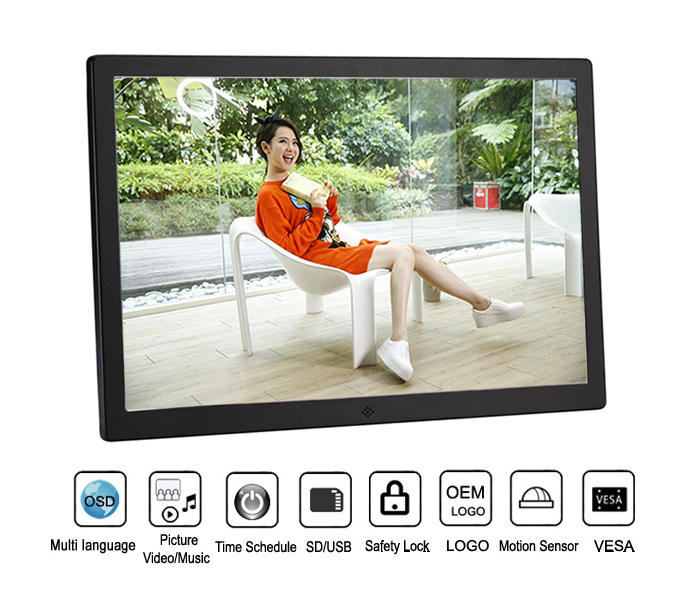 17Inch Multifunctional Electronic Photo Frame With Aluminum Material