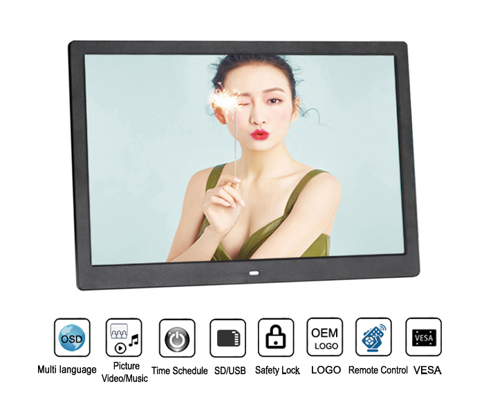 15.4 Inch black Lcd Digital Photo Frame With USB And SD Card