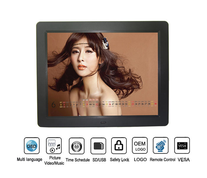 15 Inch Square 4:3 Resolution 1024x768 LCD Digital Picture Frame