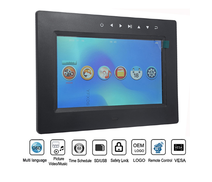 1 Year'S Guarantee Ce Fcc Rohs 7Inch Digital Photoframe With Lithium Touch Button