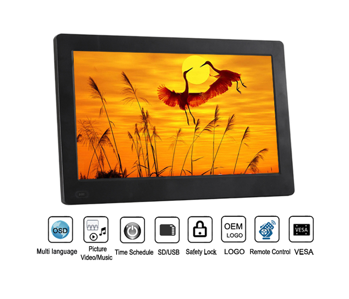 Wall Mounted 13.3Inch Picture Video Function Lcd Digital Photo Frames With Mp3 Mp4