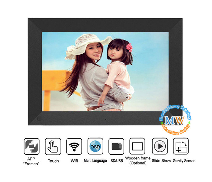 Wifi Cloud 10 Inch Electronic Digital Photo Frame With Touch Screen
